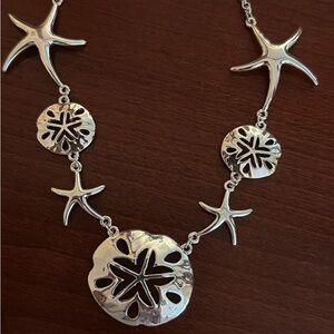 Silver Nautical Sand Dollar Necklace 16” with a 2.5” extension